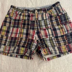 Tommy Hilfiger Madras Shorts Womens Size 10 Blue Plaid Patchwork 100% Cotton